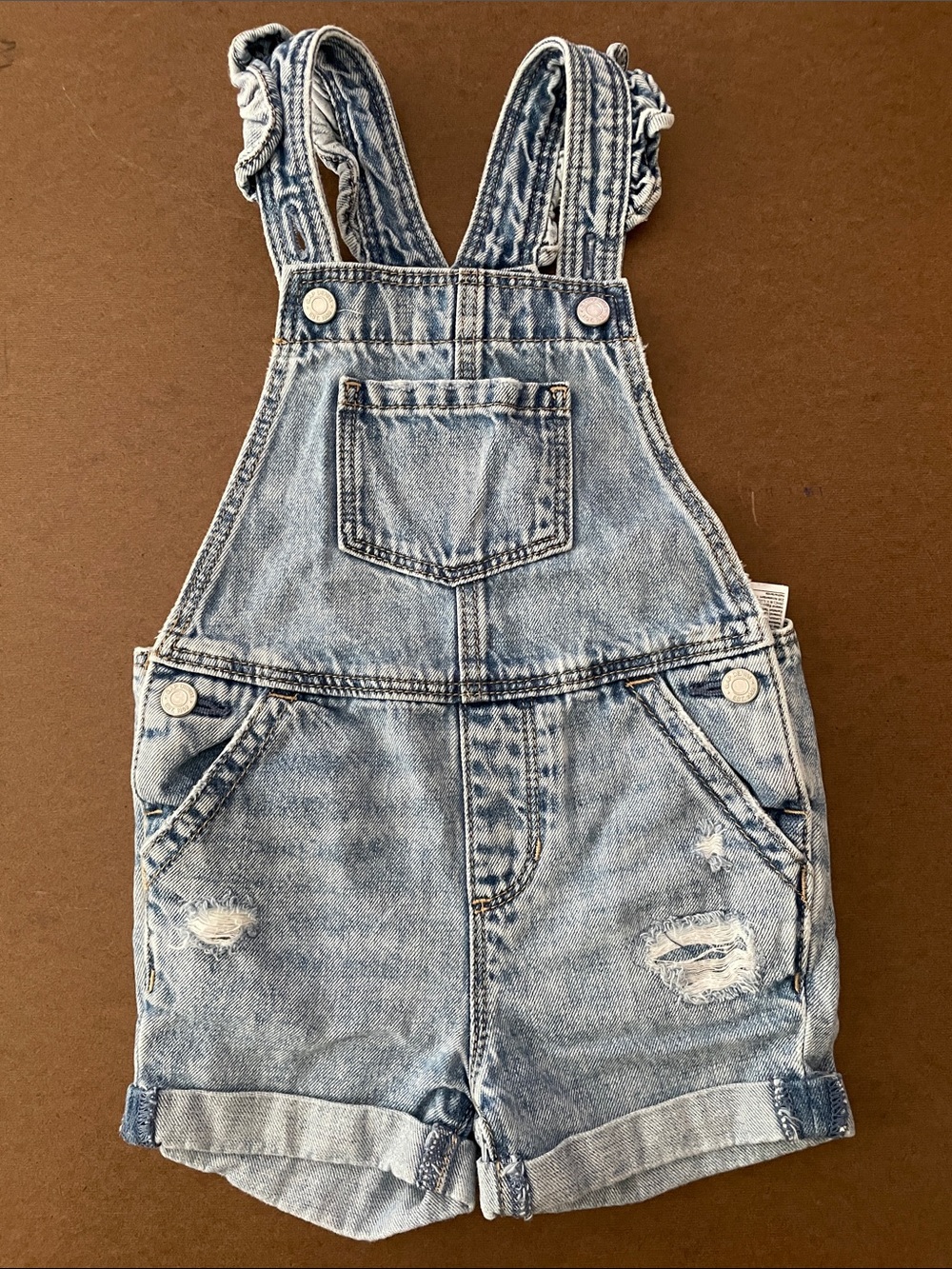Girls GAP Light Wash Denim Short Overalls